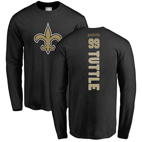 Men New Orleans Saints Black Shy Tuttle Backer NFL Football #99 Long Sleeve T Shirt->nfl t-shirts->Sports Accessory